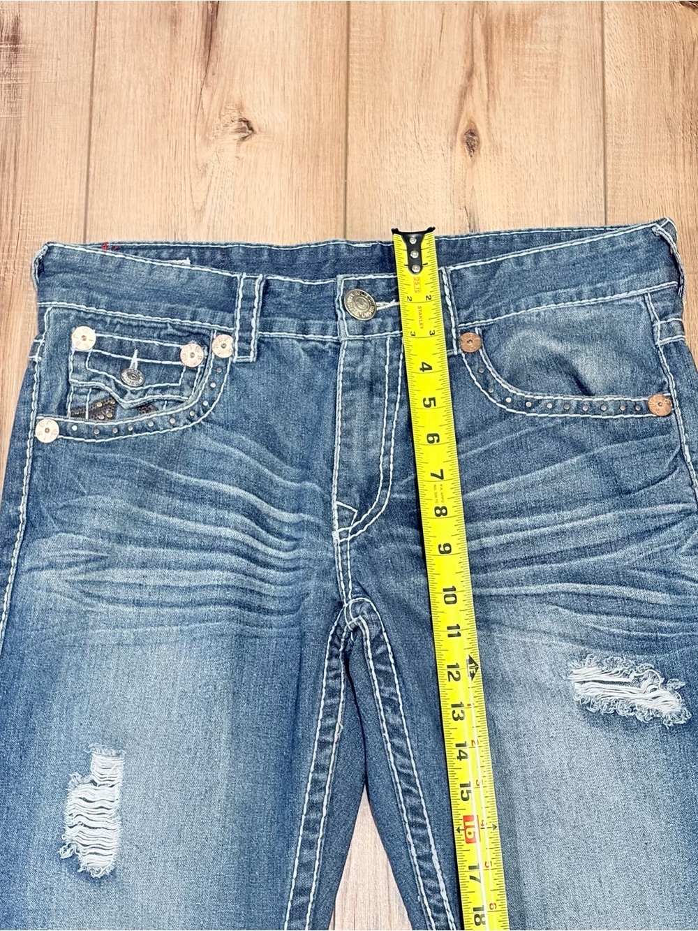 Vintage True Religion Joey Bootcut 32 Jeans Y2K McBling Grungecore Distressed - Picture 14 of 15